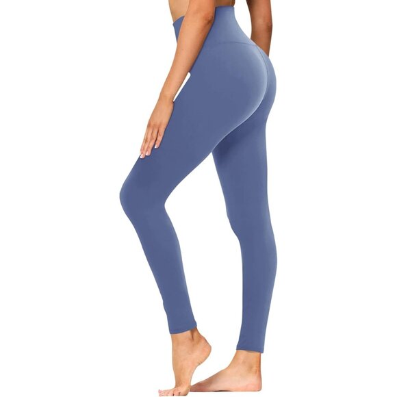 Women's Morandi Blue Soft Opaque Slim Tummy Control Printed High Waisted Legging